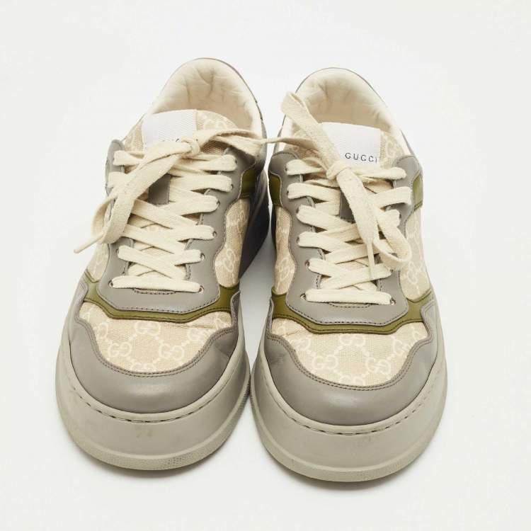 Pre Owned Gucci Multicolor Canvas and Leather Chunky B Low Top Sneakers Size 41.5