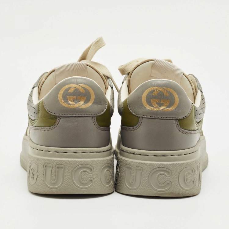 Pre Owned Gucci Multicolor Canvas and Leather Chunky B Low Top Sneakers Size 41.5