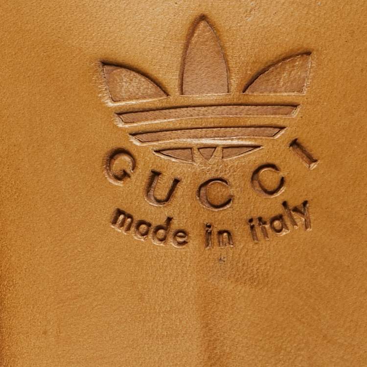 Pre Owned Gucci Gold Leather Horsebit Web Loafers Size 42