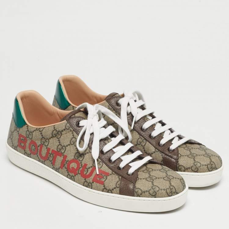 Pre Owned Gucci Beige/Brown GG Supreme Canvas Ace Sneakers Size 43