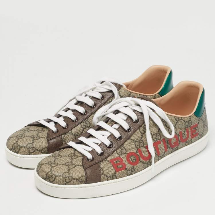 Pre Owned Gucci Beige/Brown GG Supreme Canvas Ace Sneakers Size 43