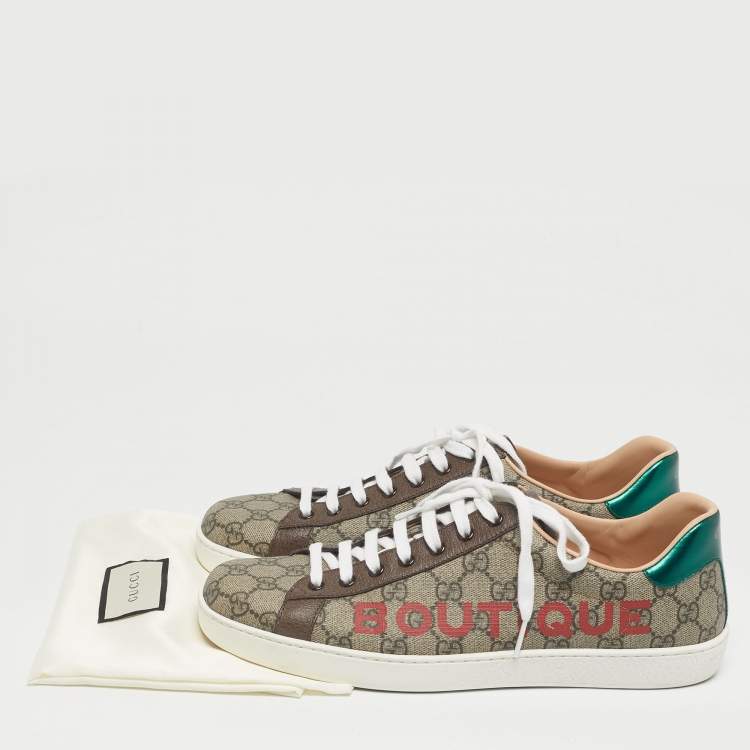 Pre Owned Gucci Beige/Brown GG Supreme Canvas Ace Sneakers Size 43