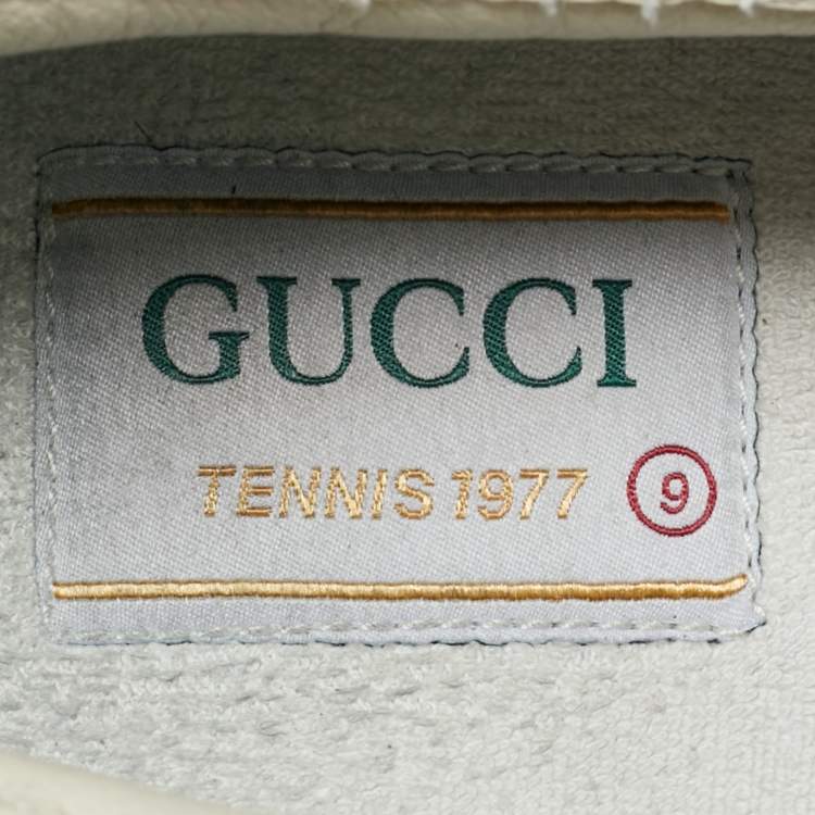 Pre Owned Gucci Blue GG Jacquard Denim Tennis 1977 Sneakers Size 43