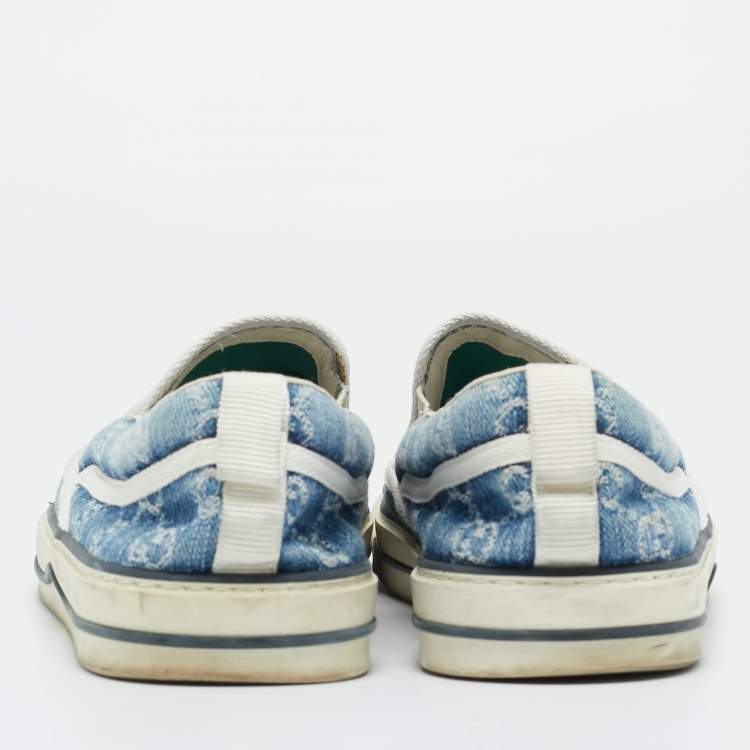Pre Owned Gucci Blue GG Jacquard Denim Tennis 1977 Sneakers Size 43