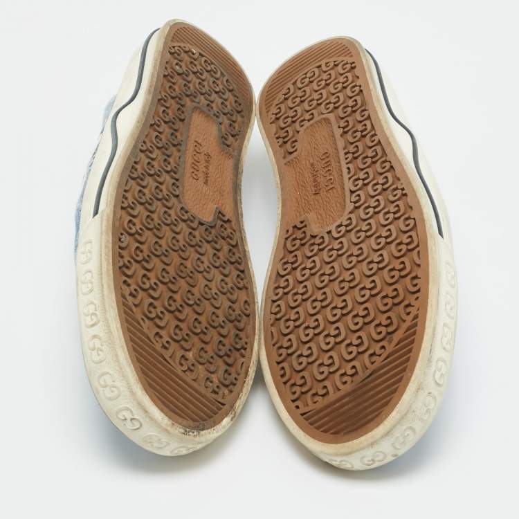 Pre Owned Gucci Blue GG Jacquard Denim Tennis 1977 Sneakers Size 43