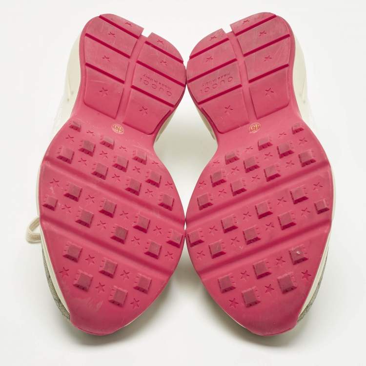 Pre Owned Gucci Multicolor Coated Canvas and Leather Rhyton Lace Up Sneakers Size 45