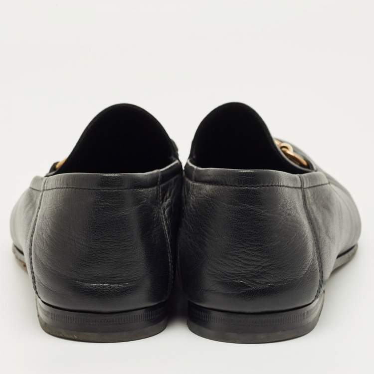 Pre Owned Gucci Black Leather Horsebit Princetown Loafers Size 42.5