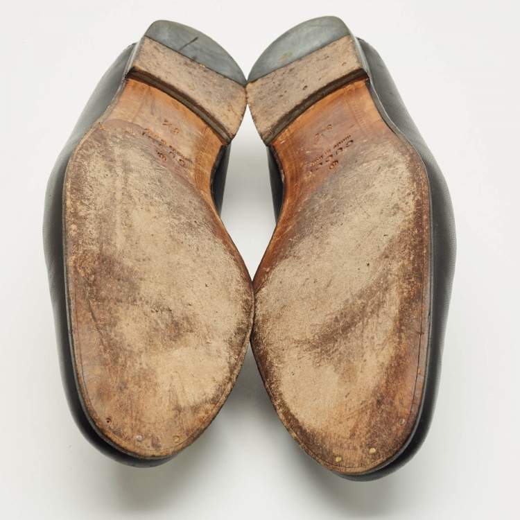 Pre Owned Gucci Black Leather Horsebit Princetown Loafers Size 42.5