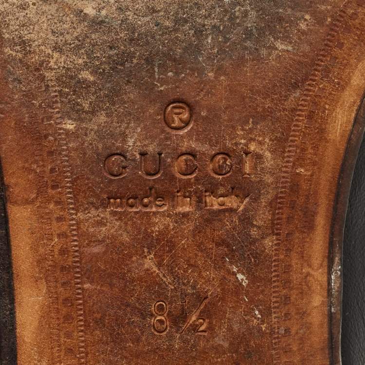 Pre Owned Gucci Black Leather Horsebit Princetown Loafers Size 42.5