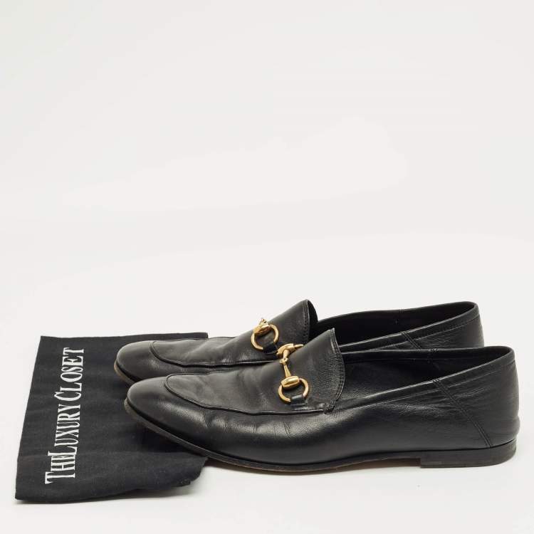 Pre Owned Gucci Black Leather Horsebit Princetown Loafers Size 42.5