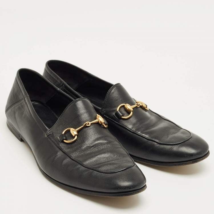Pre Owned Gucci Black Leather Horsebit Princetown Loafers Size 42.5