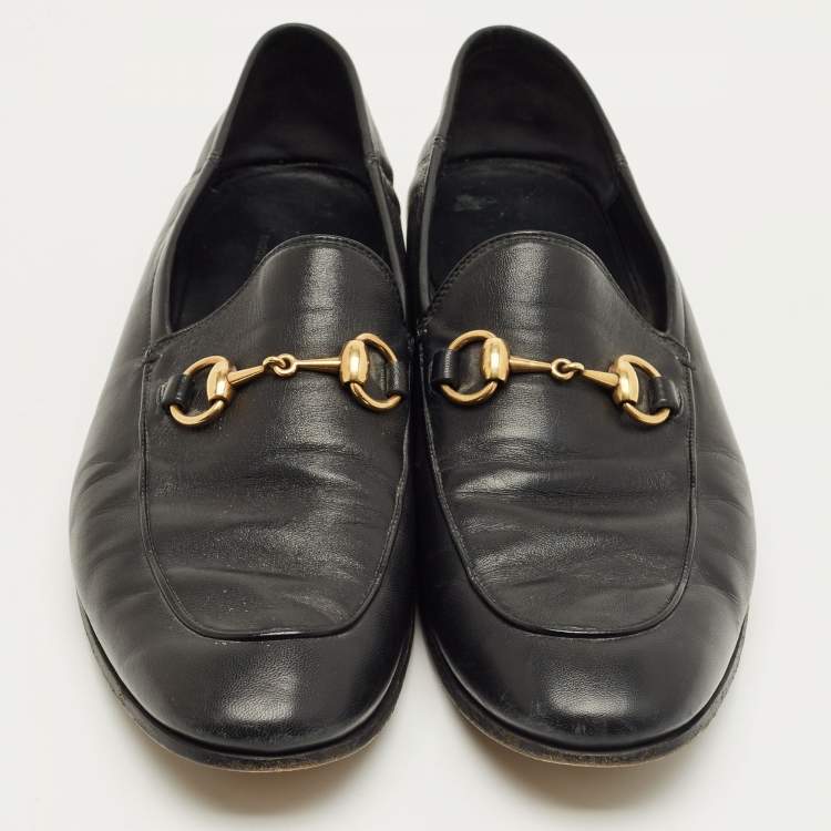 Pre Owned Gucci Black Leather Horsebit Princetown Loafers Size 42.5