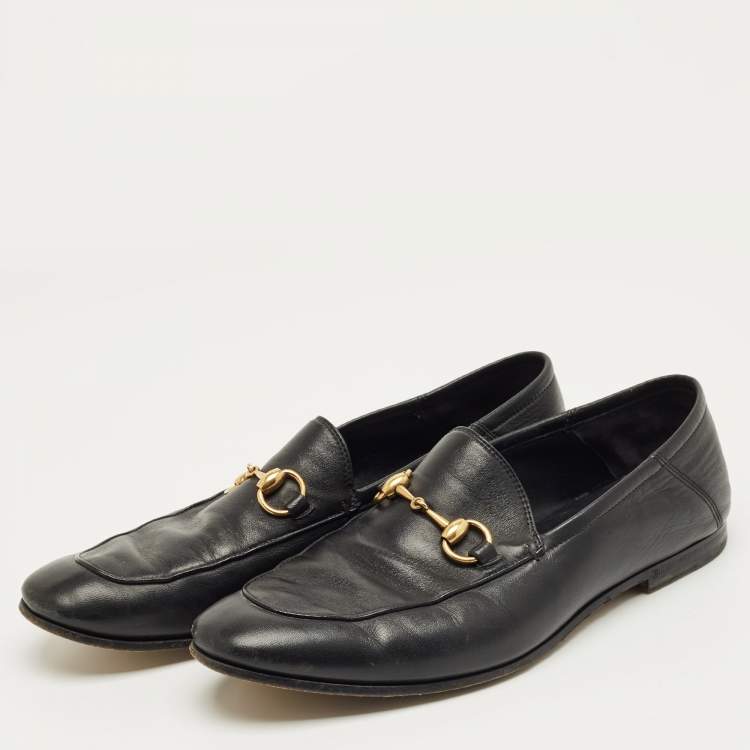 Pre Owned Gucci Black Leather Horsebit Princetown Loafers Size 42.5