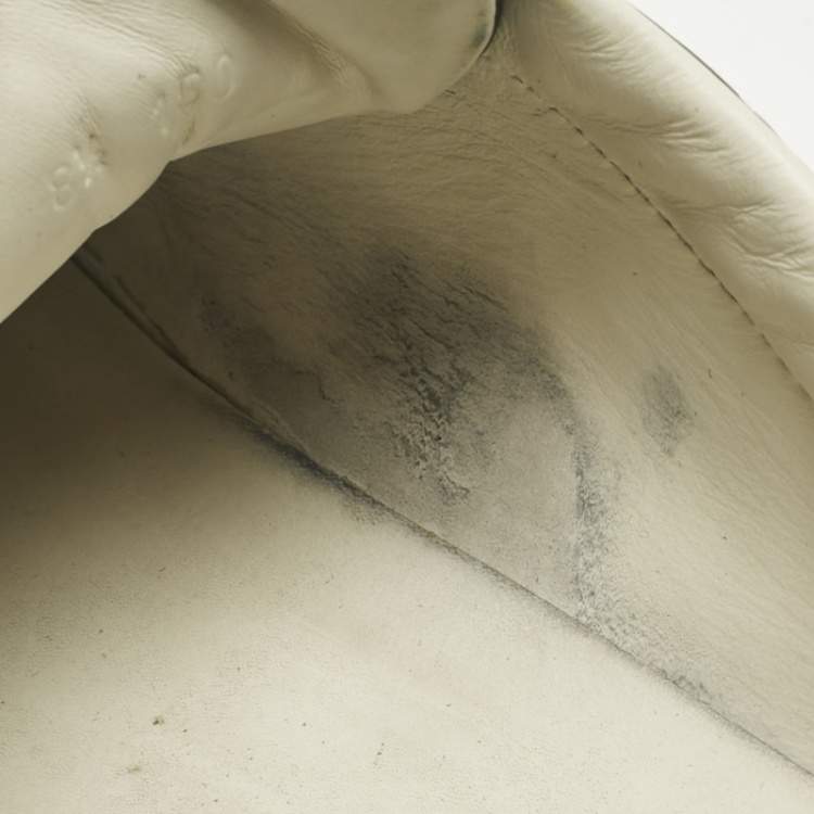 Pre Owned Gucci Black Leather Ace Web Lace Up Sneakers Size 42.5