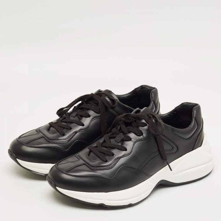 Pre Owned Gucci Black Leather Rhyton Sneakers Size 44