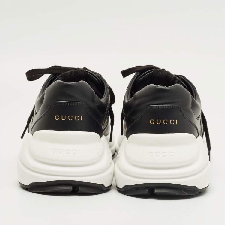 Pre Owned Gucci Black Leather Rhyton Sneakers Size 44