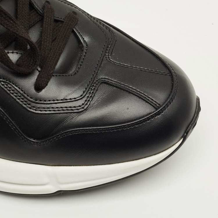 Pre Owned Gucci Black Leather Rhyton Sneakers Size 44