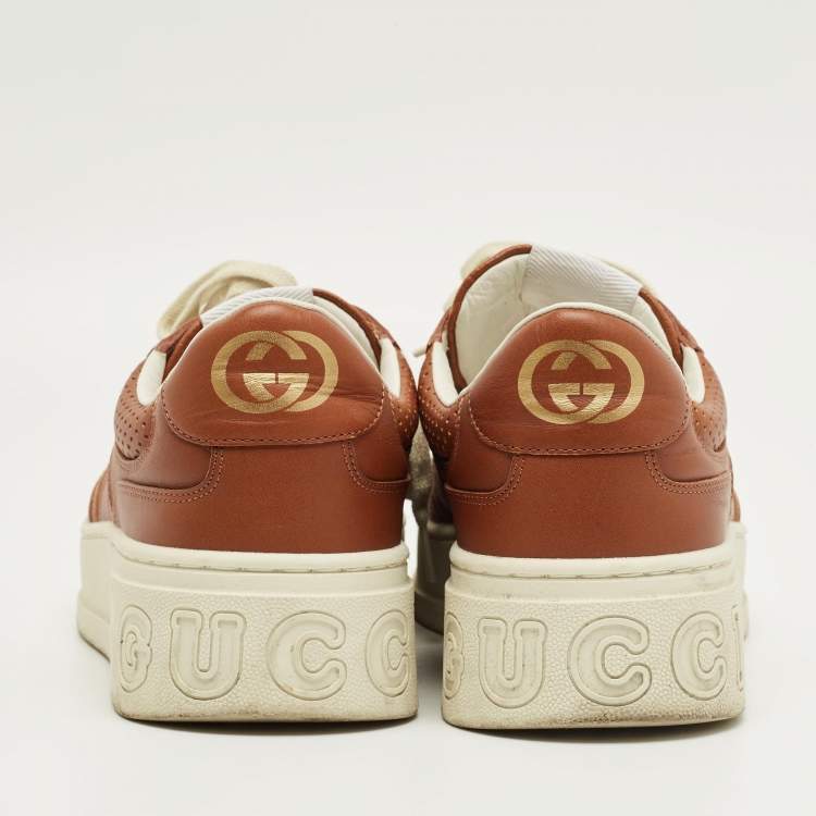 Pre Owned Gucci Brown Jumbo GG Leather Chunky B Sneakers Size 43.5