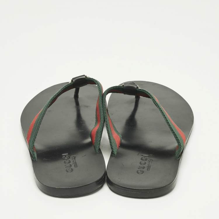 Pre Owned Gucci Tricolor Canvas and Leather Interlocking G Web Thong Flats Size 43
