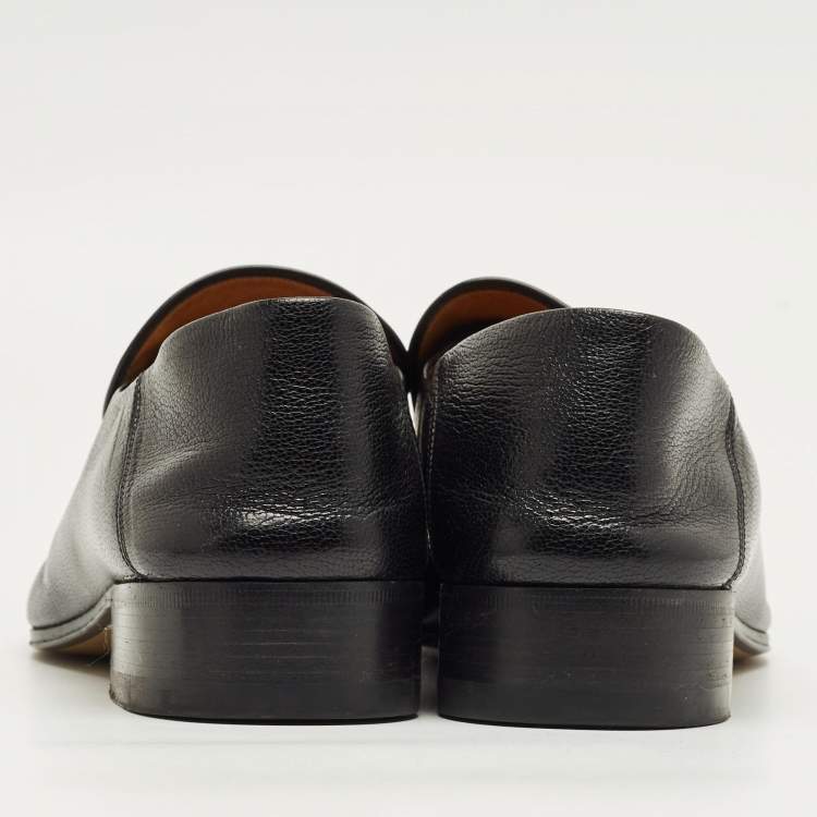 Pre Owned Gucci Black Leather Jordaan Horsebit Loafers Size 42