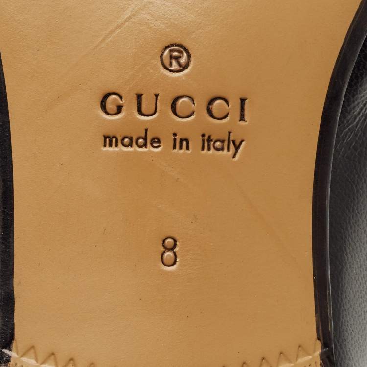 Pre Owned Gucci Black Leather Jordaan Horsebit Loafers Size 42