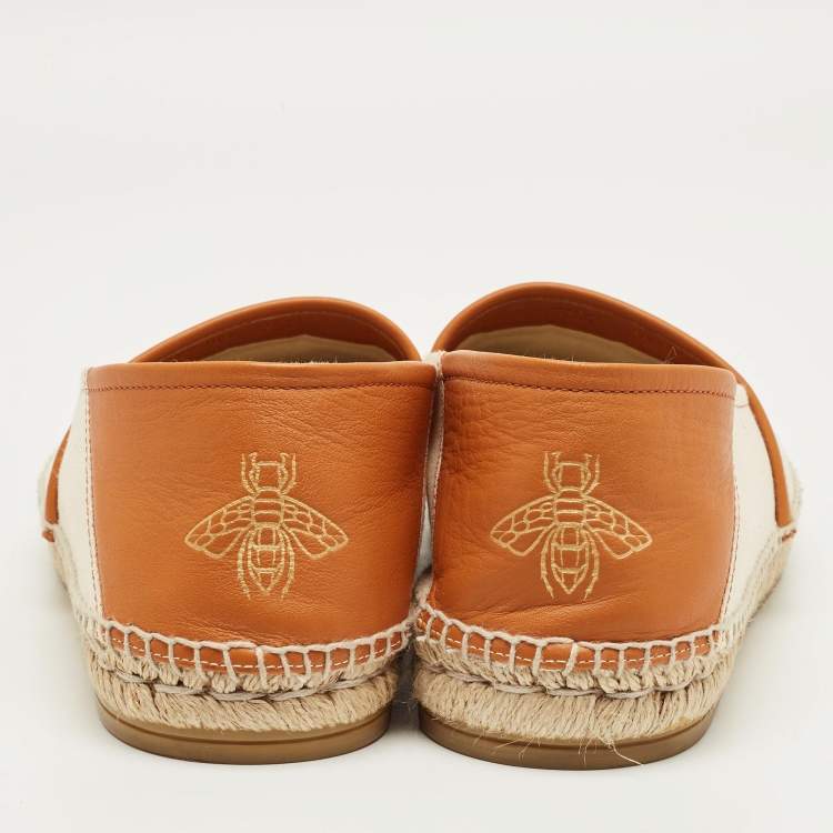 Pre Owned Gucci Off White/Brown Canvas and Leather Alejandro Espadrilles Size 44