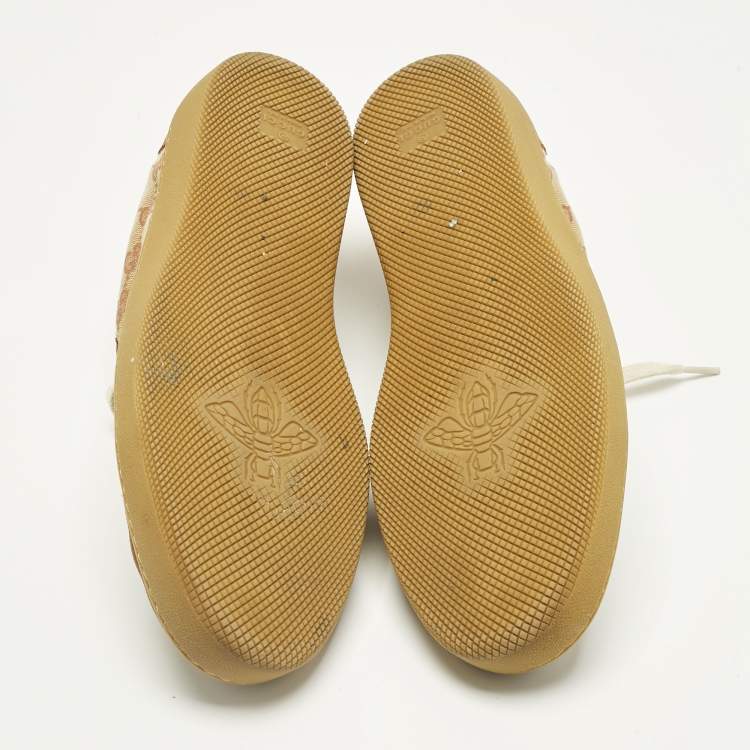 مملوكة مسبقًا Gucci Brown/Beige GG Canvas and Suede G74 Web Low Top Sneakers Size 44