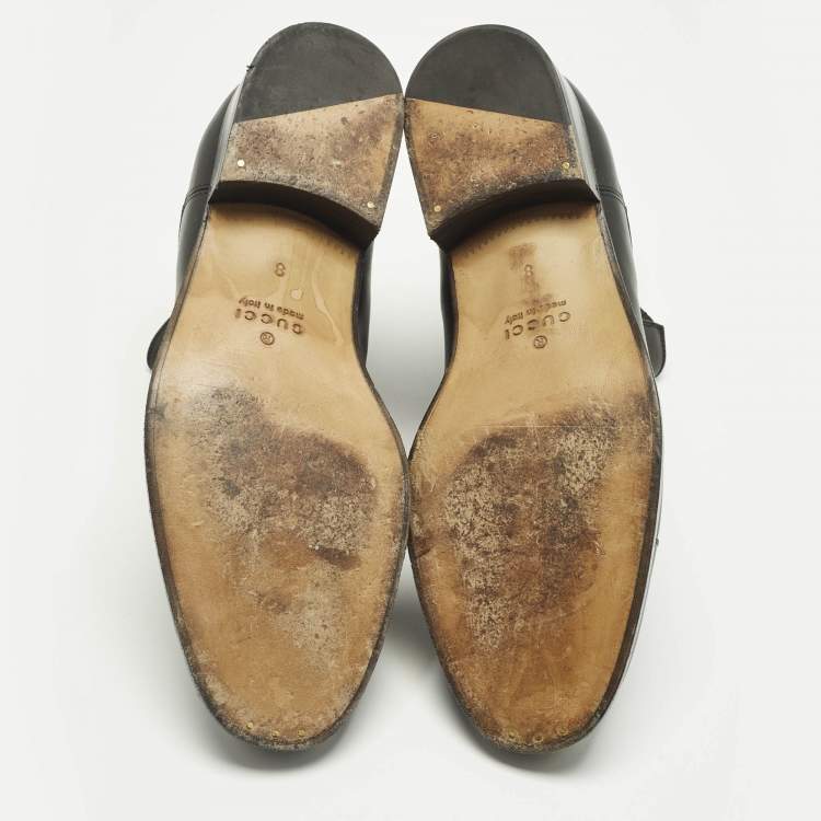 Pre Owned Gucci Black Leather Zowie Chelsea Boots Size 42