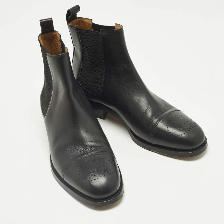 Pre Owned Gucci Black Leather Zowie Chelsea Boots Size 42