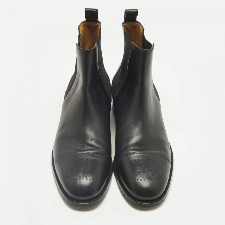 Pre Owned Gucci Black Leather Zowie Chelsea Boots Size 42