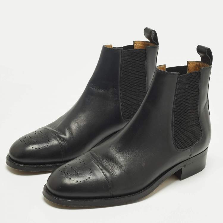Pre Owned Gucci Black Leather Zowie Chelsea Boots Size 42