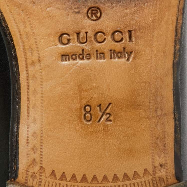 Pre Owned Gucci Horsebit Web Size 42.5 Black Leather Loafers