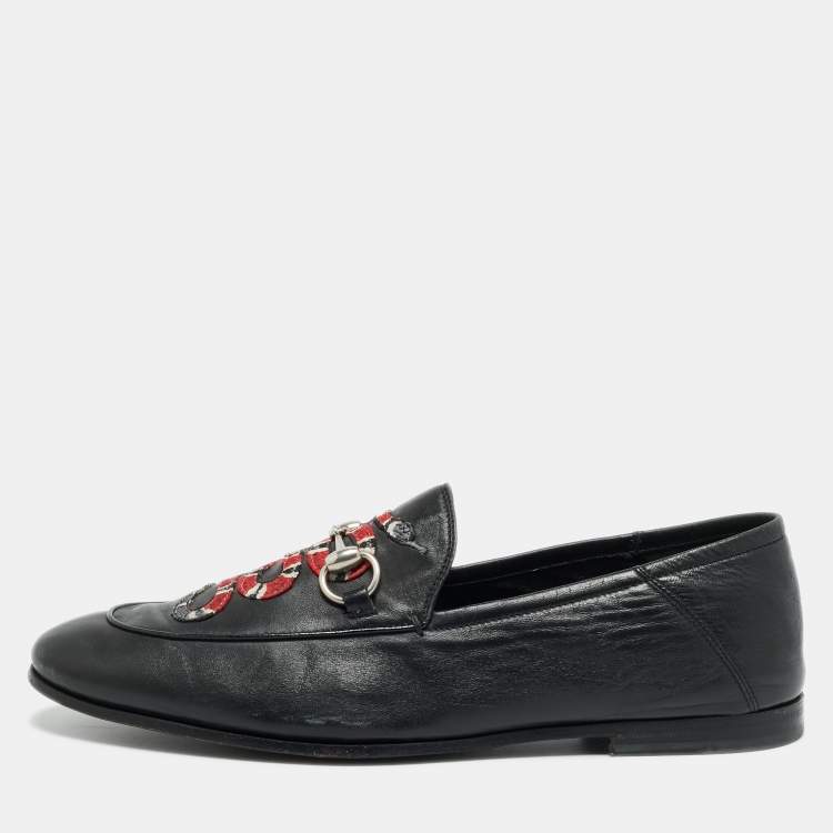 مملوكة مسبقًا Gucci Jordaan Size 42 Black Leather Brixton Horsebit Slip On Loafers