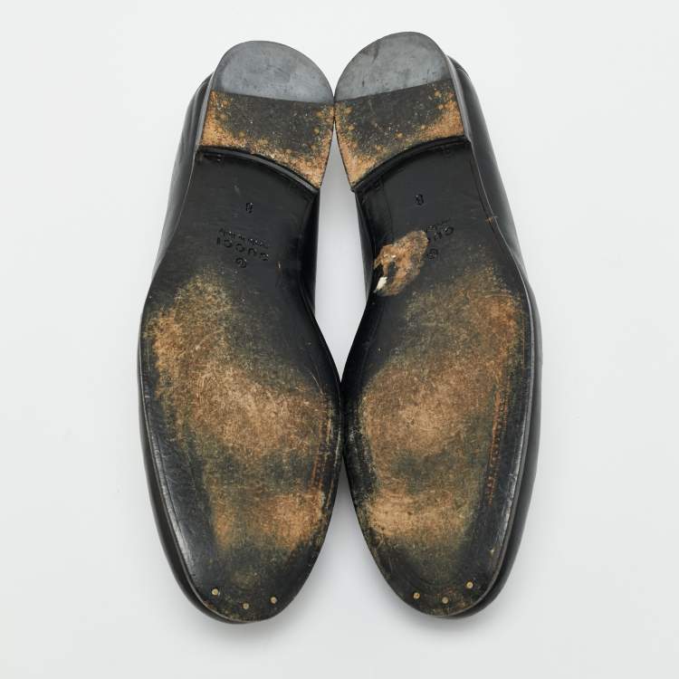 مملوكة مسبقًا Gucci Jordaan Size 42 Black Leather Brixton Horsebit Slip On Loafers