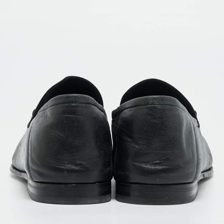 مملوكة مسبقًا Gucci Jordaan Size 42 Black Leather Brixton Horsebit Slip On Loafers