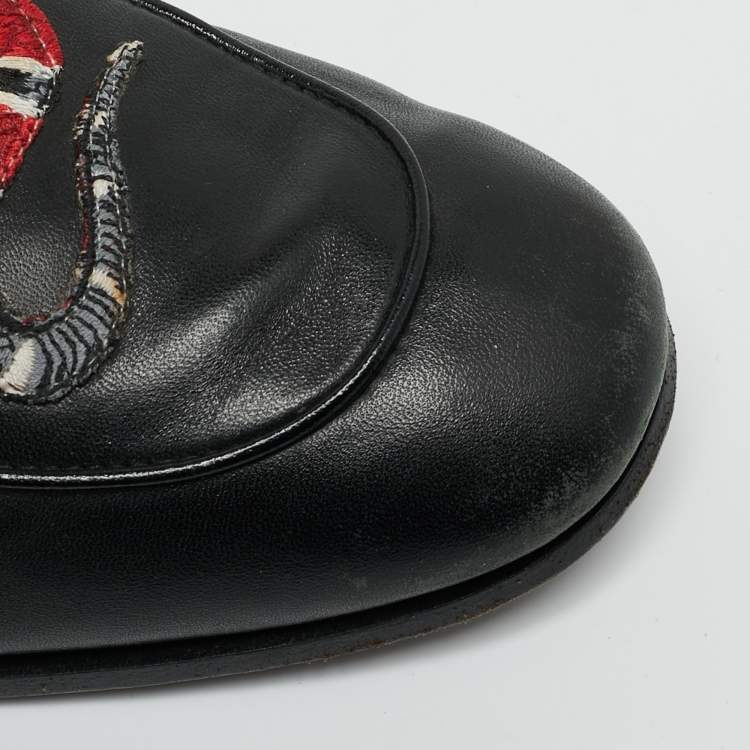 مملوكة مسبقًا Gucci Jordaan Size 42 Black Leather Brixton Horsebit Slip On Loafers