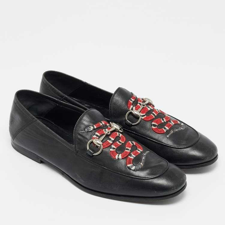 مملوكة مسبقًا Gucci Jordaan Size 42 Black Leather Brixton Horsebit Slip On Loafers
