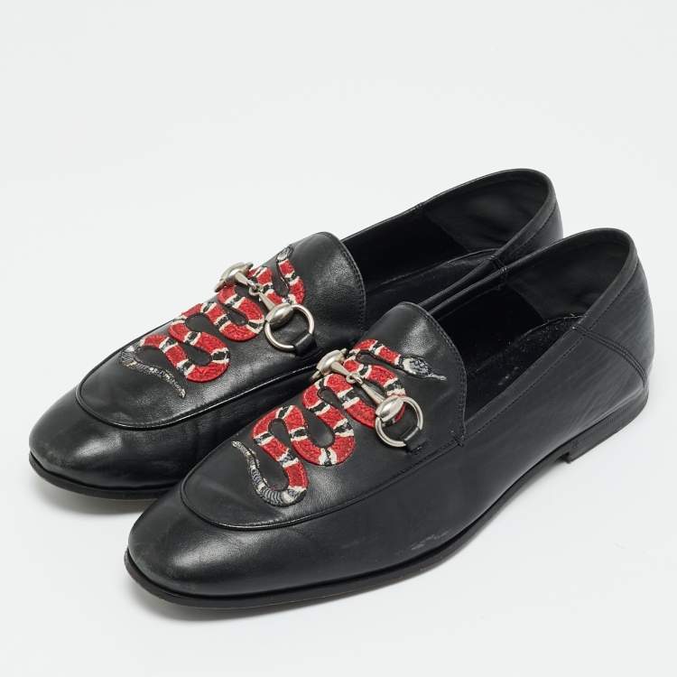 مملوكة مسبقًا Gucci Jordaan Size 42 Black Leather Brixton Horsebit Slip On Loafers
