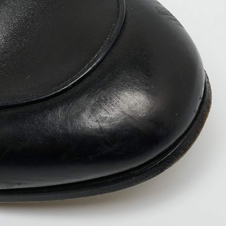 Pre Owned Gucci Princetown Size 42.5 Black Leather and Mink Fur Loafers