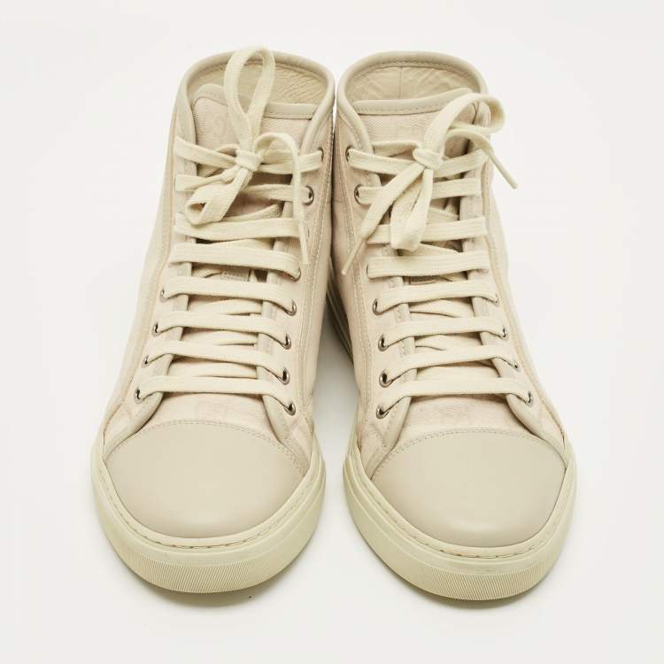 مملوكة مسبقًا Gucci Size 42.5 Beige GG Canvas and Leather High Top Sneakers