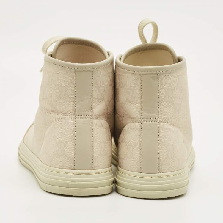 مملوكة مسبقًا Gucci Size 42.5 Beige GG Canvas and Leather High Top Sneakers