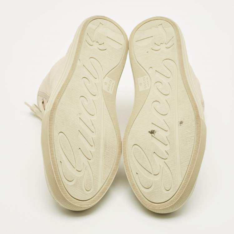 مملوكة مسبقًا Gucci Size 42.5 Beige GG Canvas and Leather High Top Sneakers