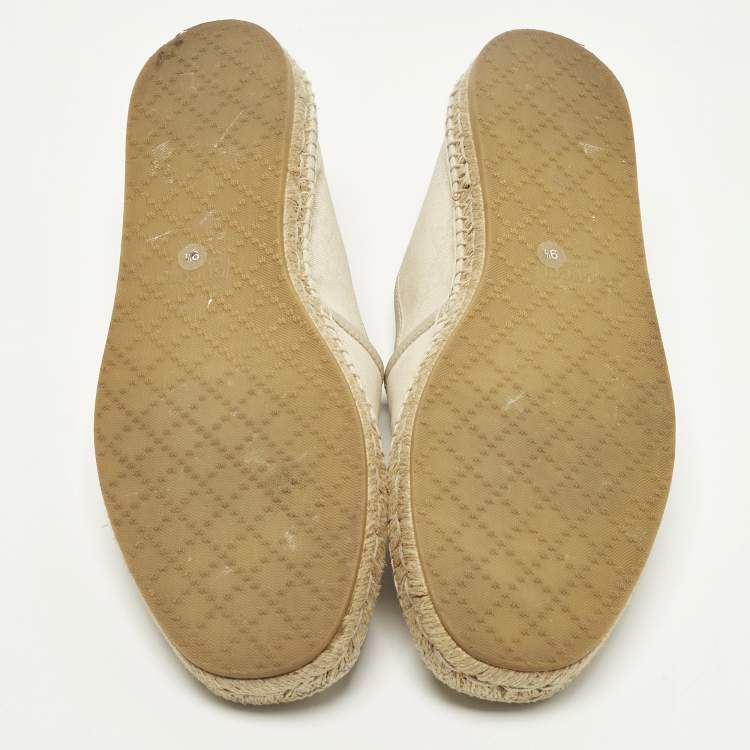 Pre Owned Gucci Size 43.5 Cream GG Canvas Slip On Espadrille