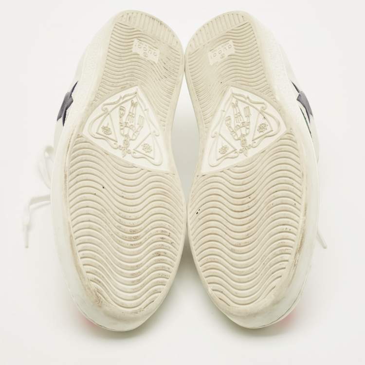 مملوكة مسبقًا Gucci Ace Web Size 42.5 White Leather Metallic Stars Low Top Sneakers