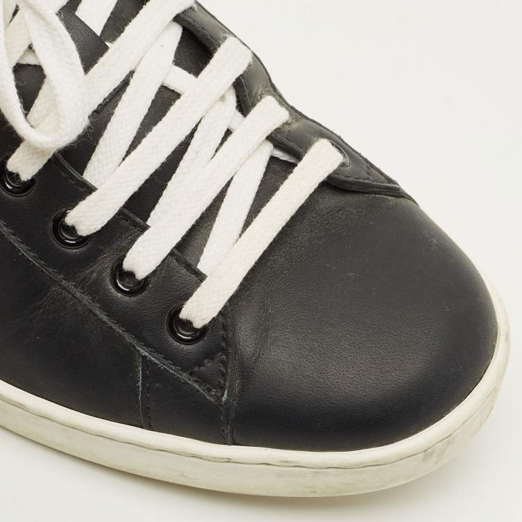 Pre Owned Gucci Ace Size 42.5 Black Leather Kingsnake Print Low Top Sneakers