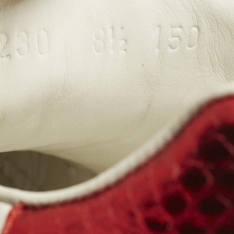 Pre Owned Gucci Ace Size 42.5 White Leather Web Snake Embroidered Lace Up Sneakers