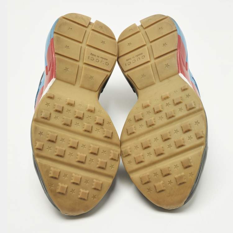 Pre Owned Gucci Rhyton Size 41 Black Leather Low Top Sneakers