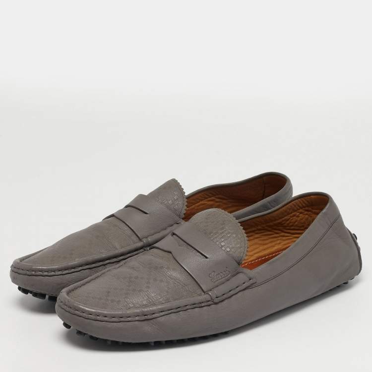 مملوكة مسبقًا Gucci Diamante Size 43 Grey Leather Loafers