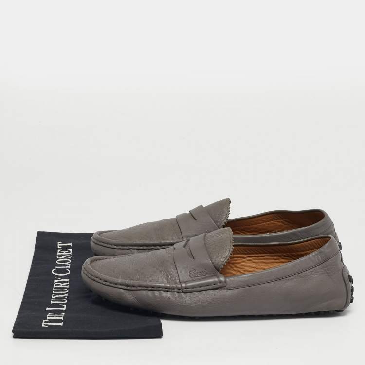 مملوكة مسبقًا Gucci Diamante Size 43 Grey Leather Loafers