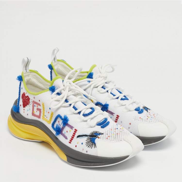 Pre Owned Gucci Lovelight Size 41 Multicolor Knit Fabric Low Top Sneakers